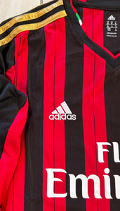 Kaká #22 AC Milan 2013-14 Champions League Home Jersey - Adidas Long Sleeve