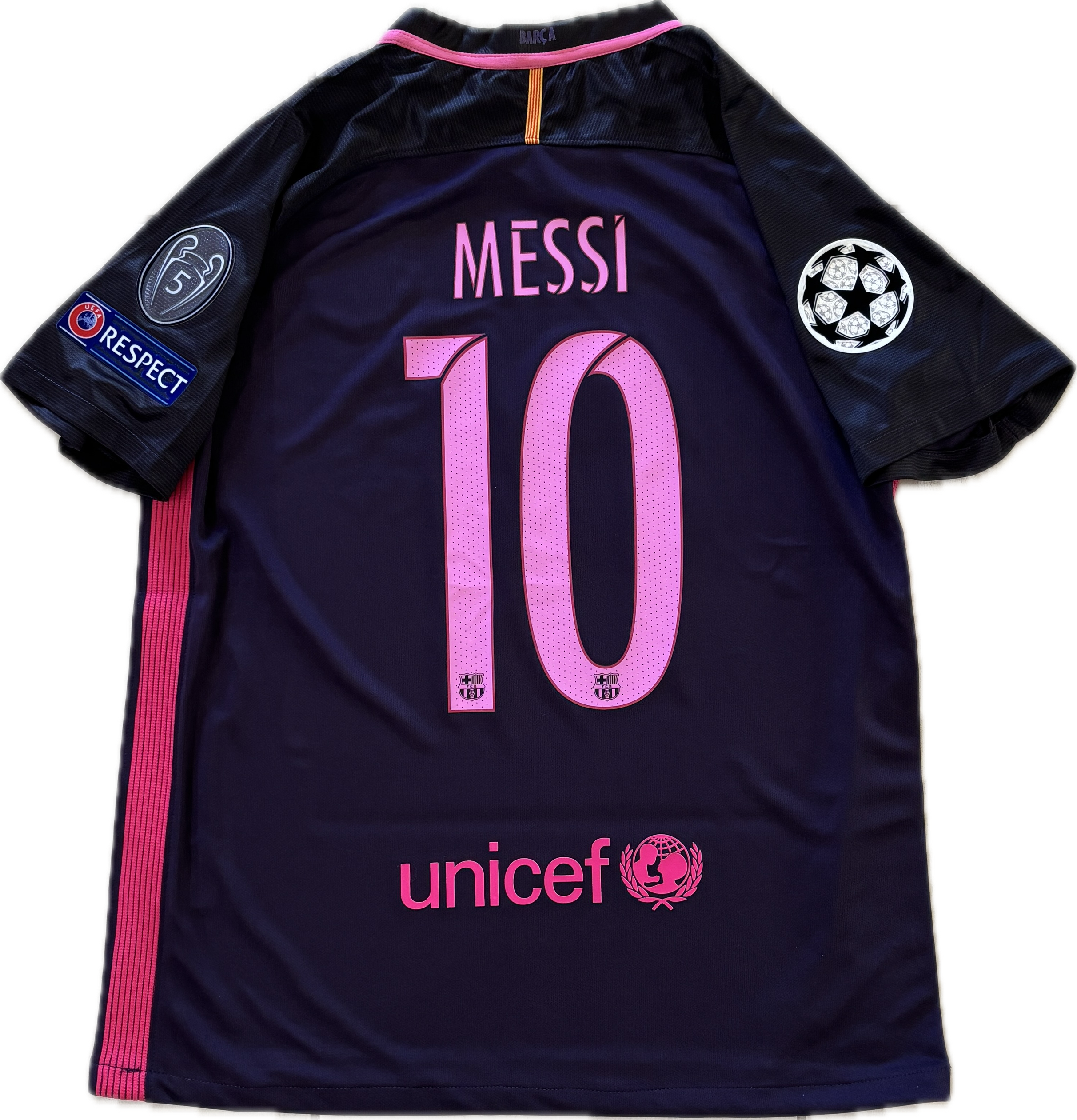 Lionel Messi #10 Nike Barcelona 2017 Purple Away Shirt w/ 5 Titles