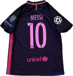 Lionel Messi #10 Nike Barcelona 2017 Purple Away Shirt w/ 5 Titles Lionel Messi #10 Nike Barcelona 2017 Purple Away Shirt w/ 5 Titles
