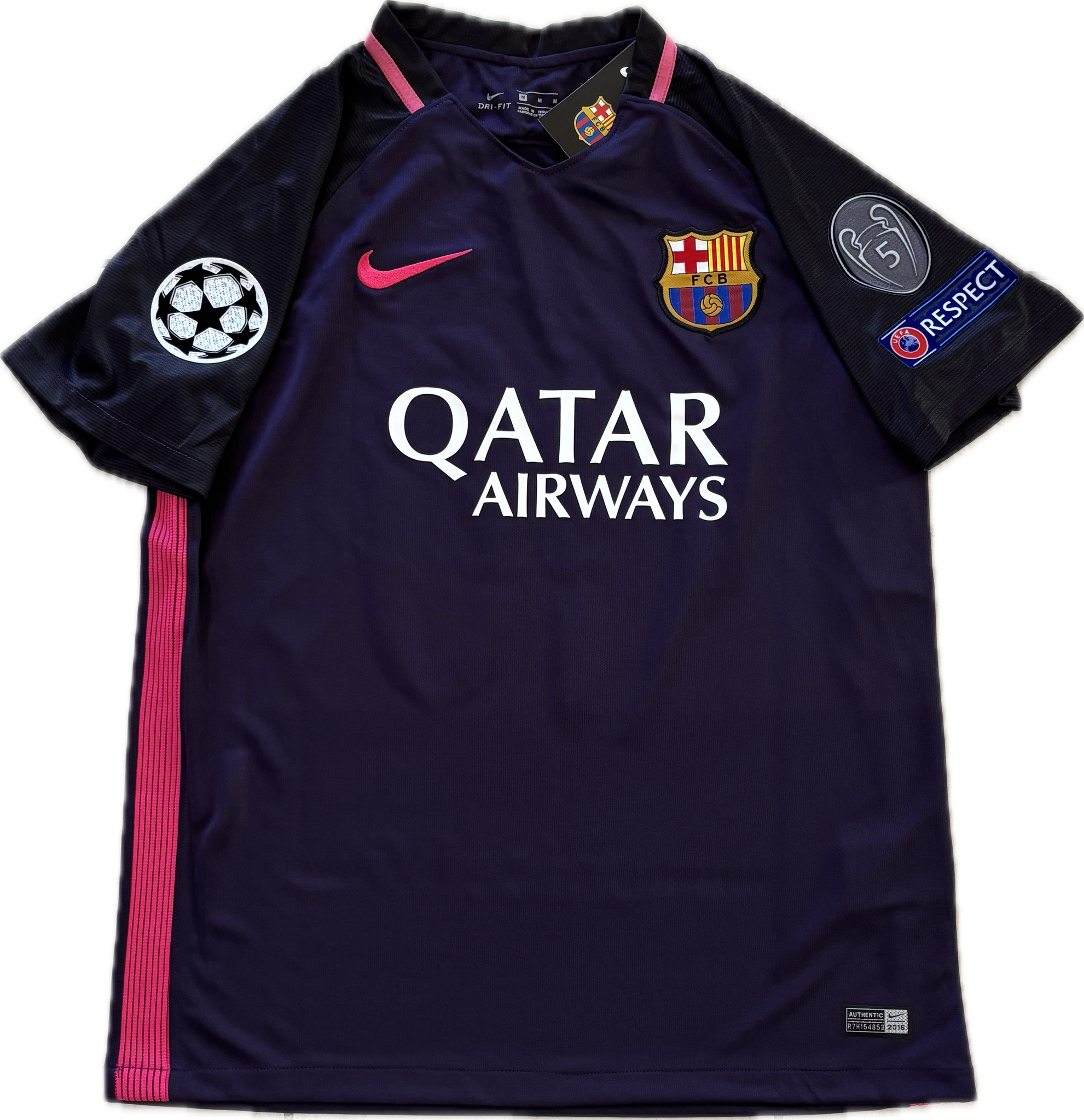 Lionel Messi #10 Nike Barcelona 2017 Purple Away Shirt w/ 5 Titles Lionel Messi #10 Nike Barcelona 2017 Purple Away Shirt w/ 5 Titles