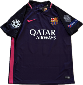 Lionel Messi #10 Nike Barcelona 2017 Purple Away Shirt w/ 5 Titles Lionel Messi #10 Nike Barcelona 2017 Purple Away Shirt w/ 5 Titles