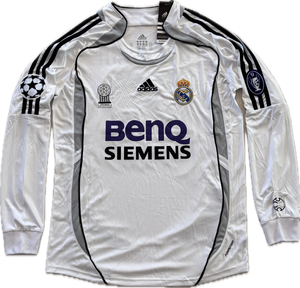David Beckham #23 Real Madrid Adidas 2006-07 Long Sleeve Home Jersey - Final Season Champions League Edition