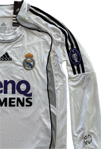 David Beckham #23 Real Madrid Adidas 2006-07 Long Sleeve Home Jersey - Final Season Champions League Edition