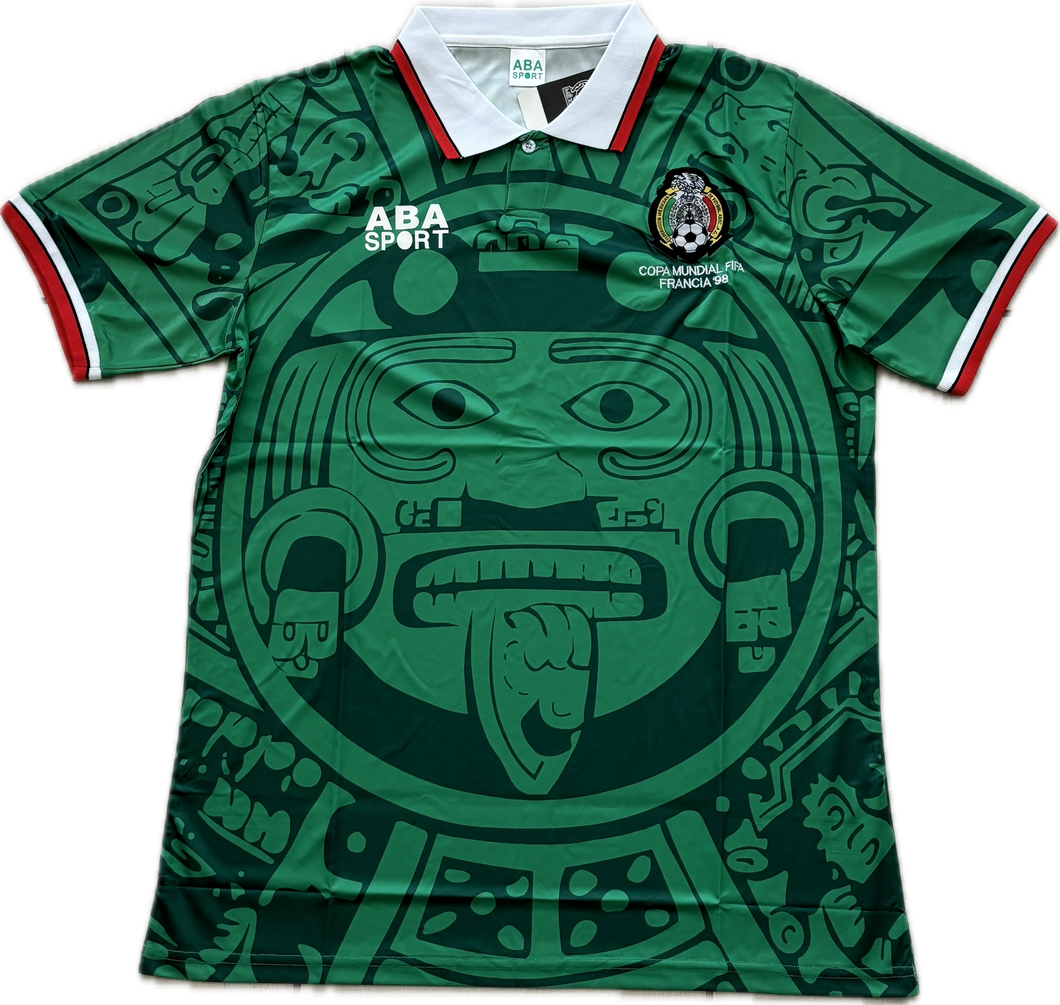 ABA Mexico 1998 World Cup Home Jersey - Retro Aztec Calendar 'Francia 98' Shirt MEN