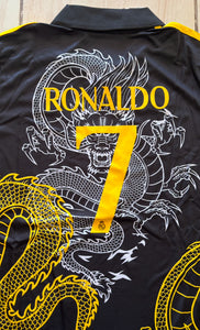 Ronaldo #7 Real Madrid "Dragon" Youth Kit (Jersey + Shorts) - Adidas Champions Gold Black CR7