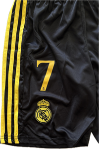 Ronaldo #7 Real Madrid "Dragon" Youth Kit (Jersey + Shorts) - Adidas Champions Gold Black CR7