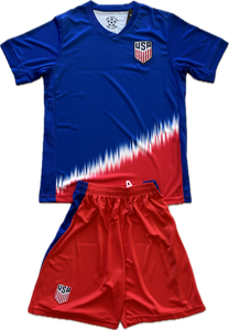 USMNT USA Men's Soccer Jersey and Shorts Set - Blue & Red Graphic Kit