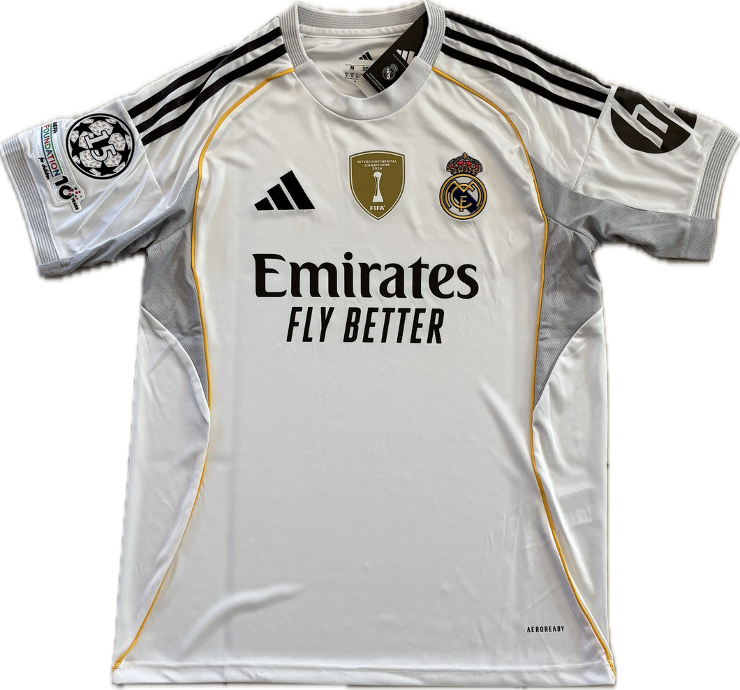 Real Madrid 2025-26 Adidas Home Jersey with Intercontinental & 15x Champions League Patches