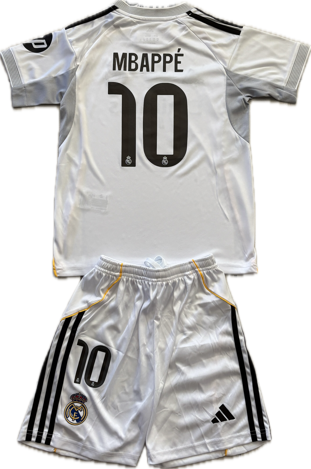 Mbappé #10 Real Madrid 2025-26 Youth Kids Home Kit (Jersey + Shorts) Adidas Champions Patch