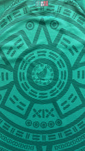 Load image into Gallery viewer, Close up of Mexico 2026 back jersey with aztec and mexican eagle 
