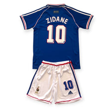 Load image into Gallery viewer, Zinedine Zidane #10 France 1998 World Cup Retro Kids Jersey &amp; Shorts Set
