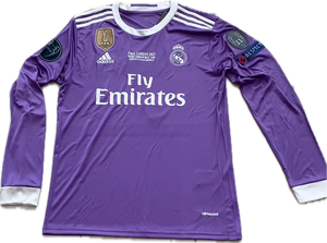 Ronaldo Jersey #7 Madrid 2016-2017 Adidas Real Madrid Long Sleeve Soccer Jersey Champions Cardiff MENS UCL