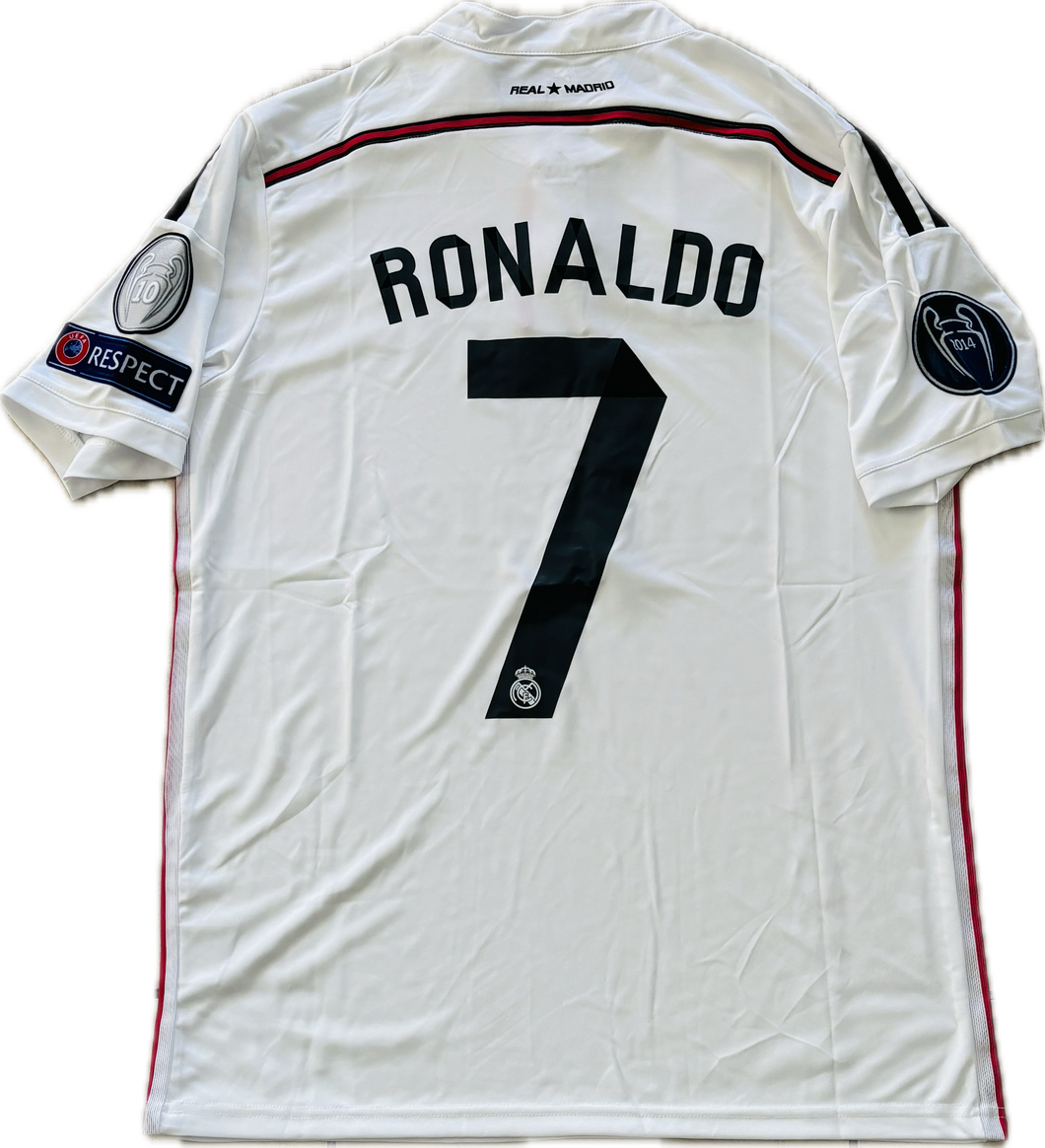 Cristiano Ronaldo 2014 2015 Real Madrid Adidas White la decima 10 UCL champions league jersey