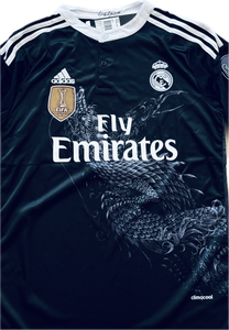 Cristiano Ronaldo 7 Real Madrid Adidas Retro 2014-15 Yamamoto Dragon Black Third Jersey Champions League Edition
