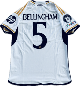 Jude Bellingham 5 Real Madrid 2023/24 Home Jersey 15 champions league White UCL champions league jersey