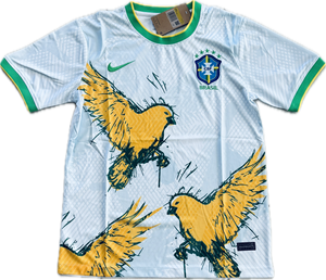 Brazil Nike Bird Edition Yellow and White 2023 2024 5 Star Jersey