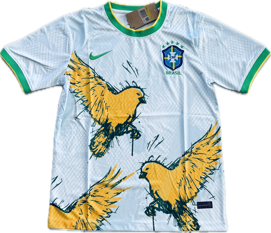 Football Patch King Brazil Nike Bird Edition Yellow and White 2023 2024 5 Star Jersey Mens 2XL
