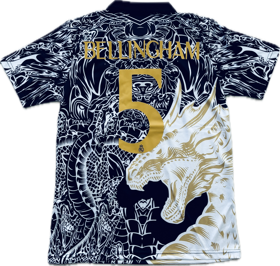 Jude Bellingham Real Madrid 2023/24 Home Jersey Gold Dragon champions league Soccer