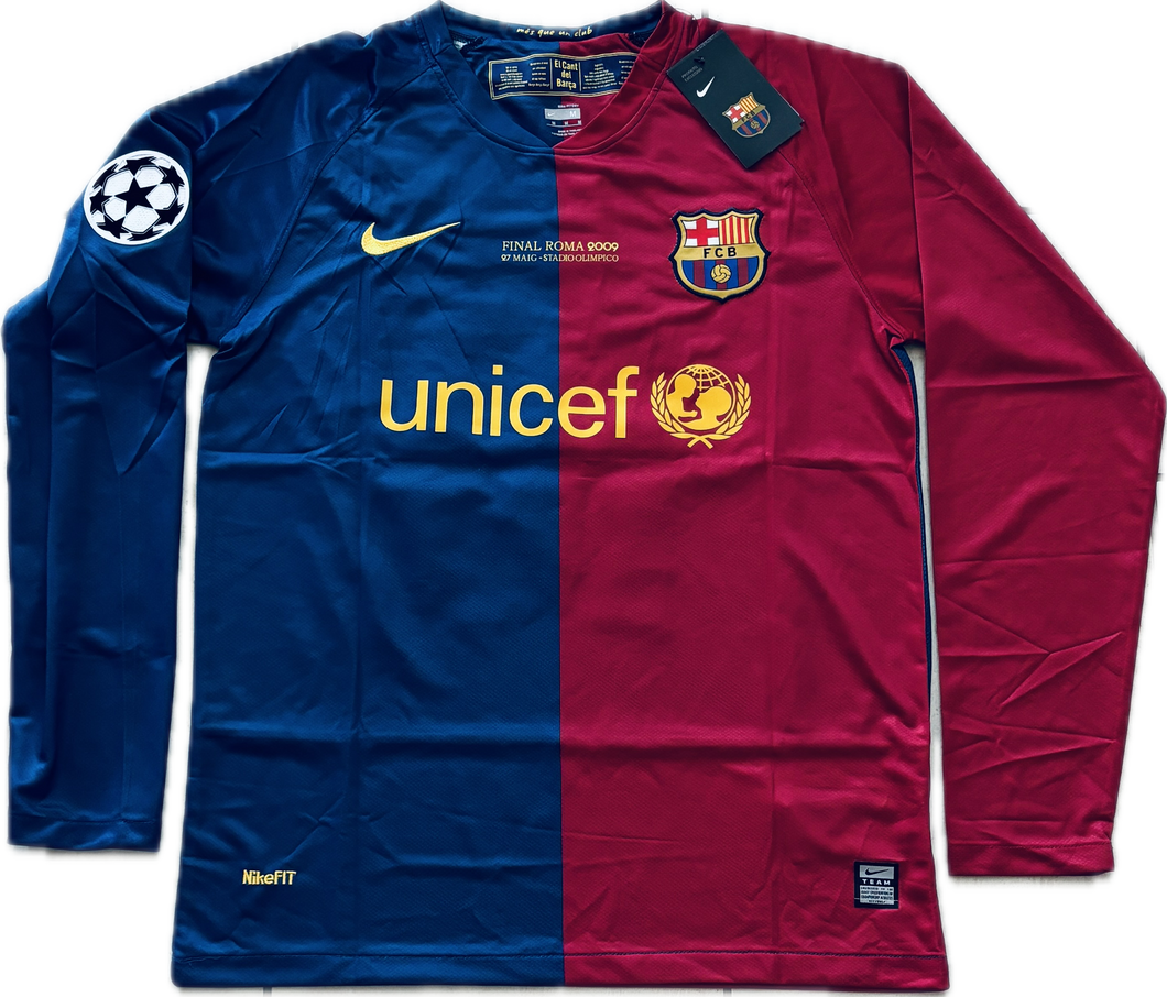 Messi 10 FC Barcelona 2009 Nike Final Roma Champions League Long Sleeve Football Soccer Jersey