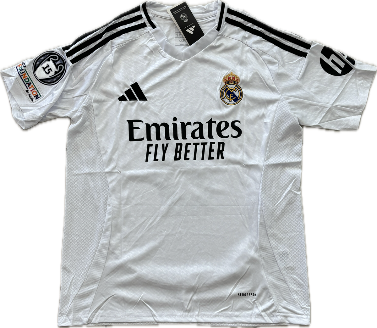 Kylian Mbappe 9 Real Madrid 2023/24 Home Jersey 15 champions league Wh ...