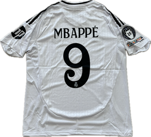 Kylian Mbappe 9 Real Madrid 2023/24 Home Jersey 15 champions league White UCL MENS champions league Soccer jersey