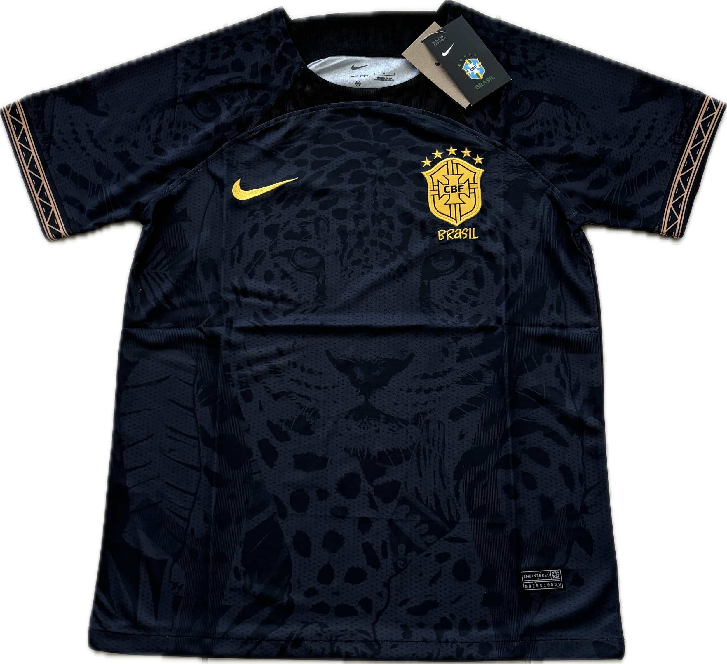 BRAZIL Jaguar AWAY Black 5 Star World Cup Jersey Rare – Football