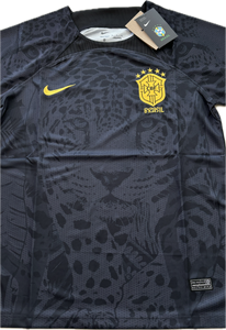 BRAZIL Jaguar AWAY Black 5 Star World Cup Jersey Rare