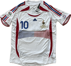 2006 Adidas France World Cup Zinedine Zidane  MENS Jersey Shirt Away Kit Vinatge Retro Embroidered Gold