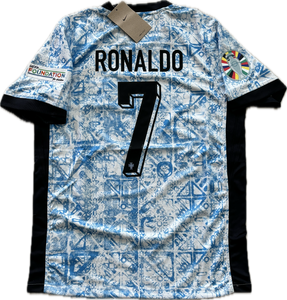 Cristiano Ronaldo Euro Portugal Nike Short Sleeve MENS White Graffiti Jersey UEFA Champions League