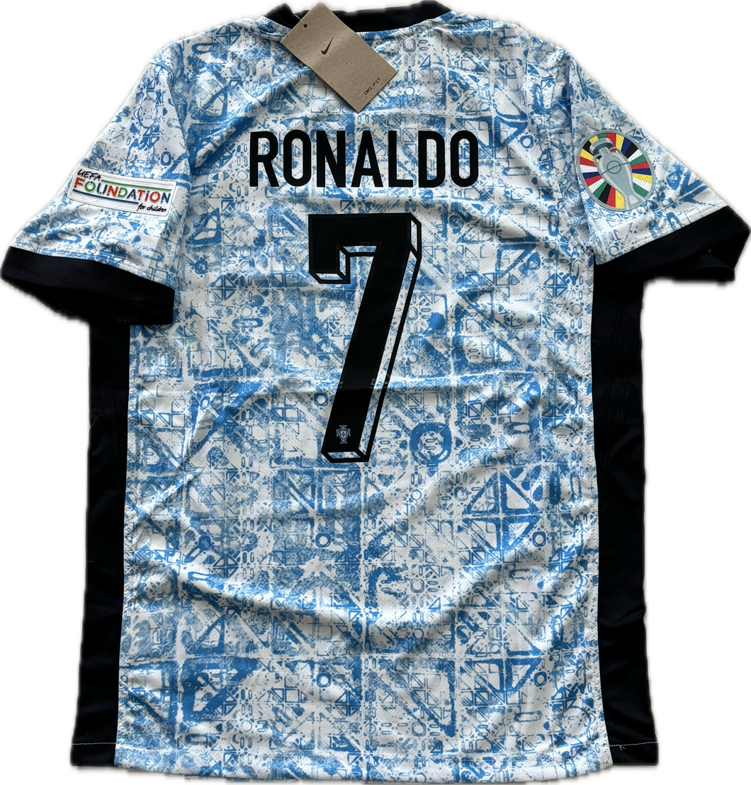 Cristiano Ronaldo Euro Portugal Nike Short Sleeve MENS White Graffiti Jersey UEFA Champions League