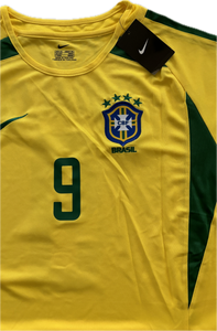 Ronaldo 9 Brazil Nike National Football Team Yellow 2002 World Cup Soccer Jersey Korea Japan