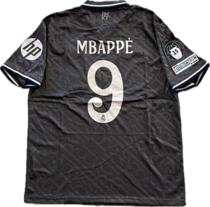 Kylian Mbappe 9 Real Madrid 2023/24 Home Jersey 15 champions league Black third UCL MENS champions league Soccer jersey