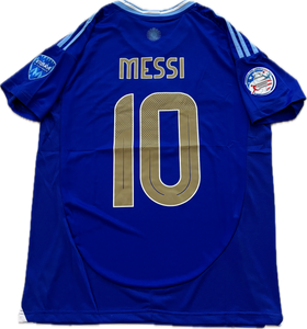 Argentina Messi 10 Adidas FIFA World Cup Star 2024 Jersey Copa America Blue Gold Chest and sleeve patches