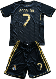 Cristiano Ronaldo 2011-12 Real Madrid Adidas Away Black long sleeve UCL champions league jersey YOUTH