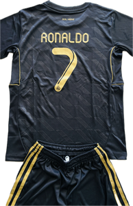 Cristiano Ronaldo 2011-12 Real Madrid Adidas Away Black long sleeve UCL champions league jersey YOUTH