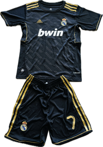 Cristiano Ronaldo 2011-12 Real Madrid Adidas Away Black long sleeve UCL champions league jersey YOUTH