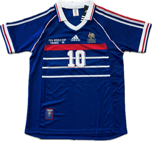 1998 Adidas France World Cup Zinedine Zidane MENS Jersey Shirt Away Kit Vinatge Retro Brazil FFF