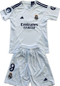 Kylian Mbappe 9 Real Madrid 2023/24 Home YOUTH ADIDAS Jersey 15 champions league White UCL champions league Soccer jersey