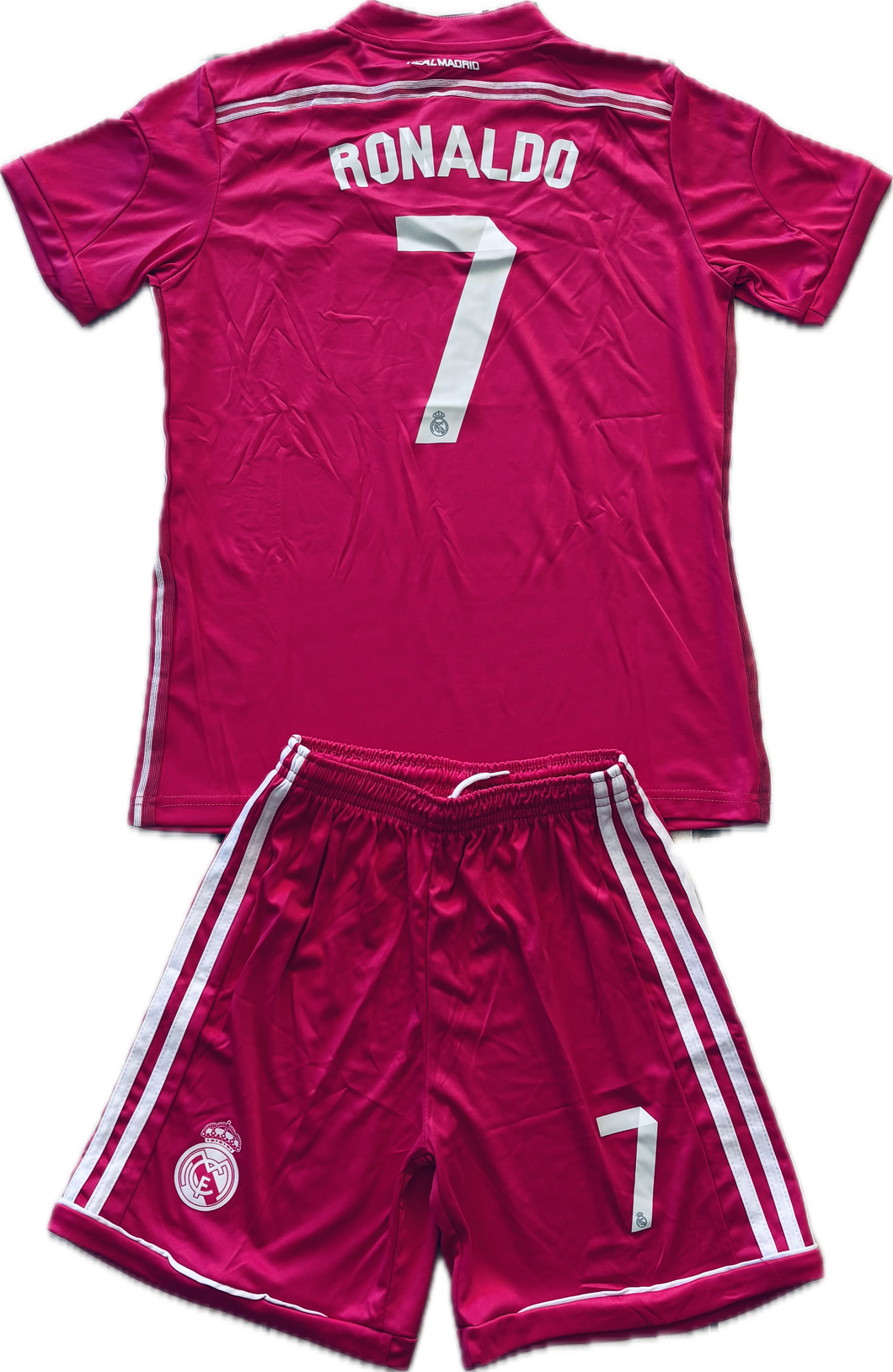 Ronaldo Jersey #7 Madrid 2014-2015 Adidas Real Madrid Soccer Jersey Champions Pink YOUTH