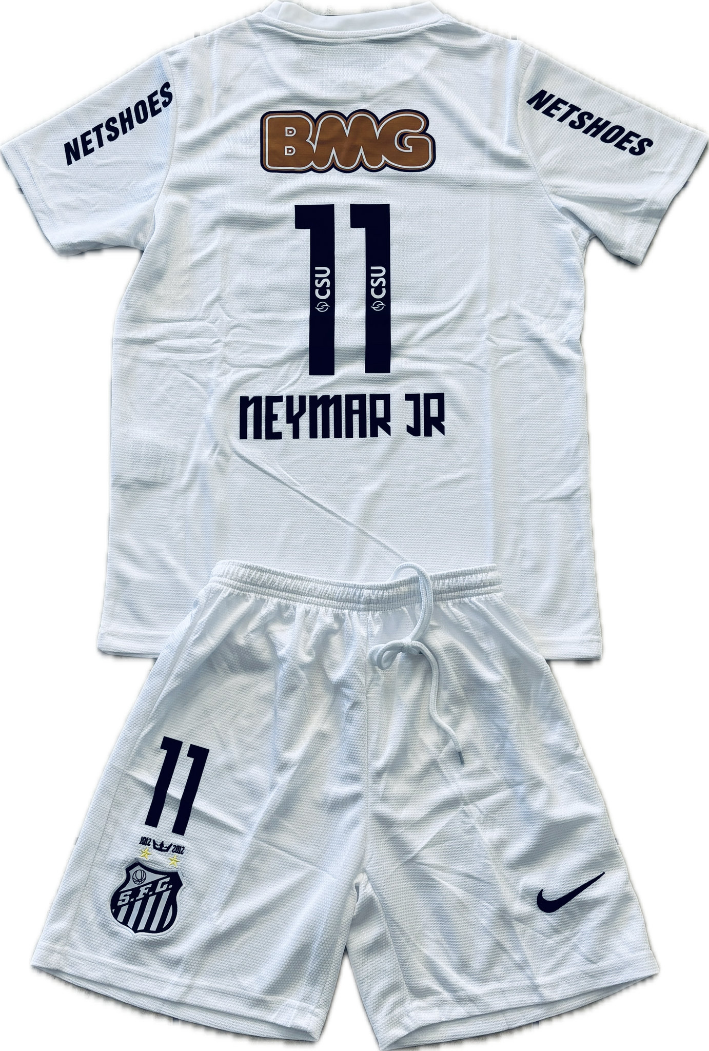 Neymar JR 11 Nike Santos FC Soccer Jersey Classic White Football Shirt Football Patch King