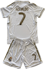 Load image into Gallery viewer, Cristiano Ronaldo Real Madrid Adidas GOLD White UCL champions league jersey YOUTH
