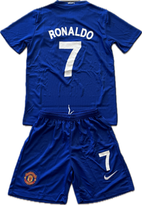 Manchester United 2007/2008 Cristiano Ronaldo Blue Nike Soccer Jersey Blue Champions League YOUTH KIDS