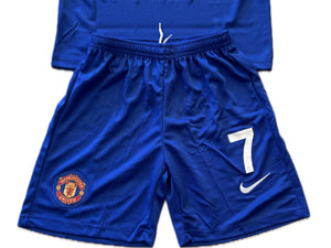 Manchester United 2007/2008 Cristiano Ronaldo Blue Nike Soccer Jersey Blue Champions League YOUTH KIDS