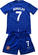 Load image into Gallery viewer, Manchester United 2007/2008 Cristiano Ronaldo Blue Nike Soccer Jersey Blue Champions League YOUTH KIDS
