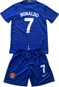 Manchester United 2007/2008 Cristiano Ronaldo Blue Nike Soccer Jersey Blue Champions League YOUTH KIDS