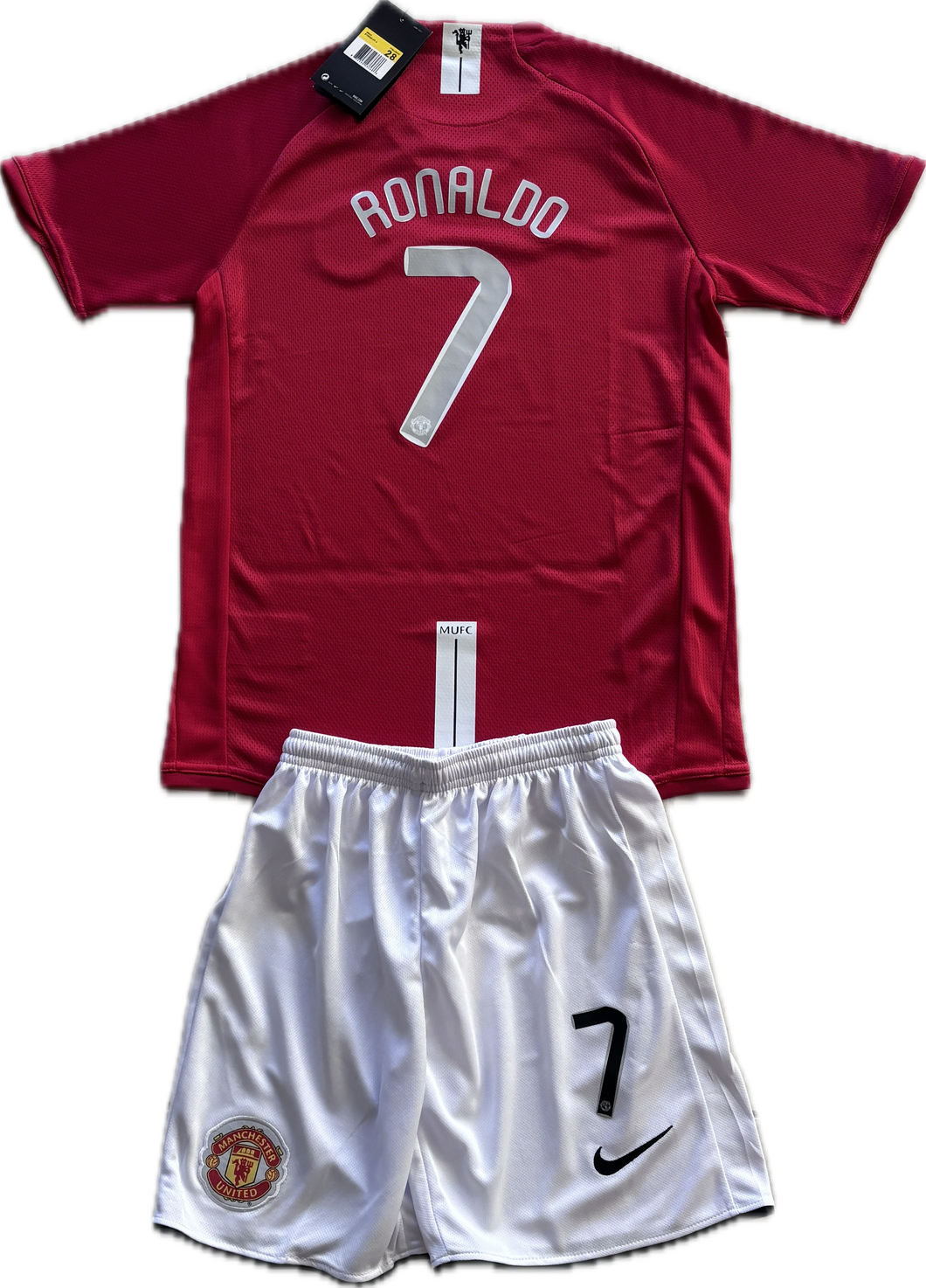 Manchester United 2007/2008 Cristiano Ronaldo Nike Soccer Jersey Home Champions League YOUTH KIDS