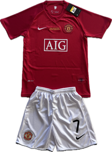 Manchester United 2007/2008 Cristiano Ronaldo Nike Soccer Jersey Home Champions League YOUTH KIDS