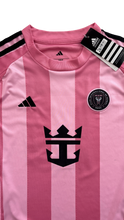 Load image into Gallery viewer, Inter Miami 2025-26 Home Youth Kids Jersey Lionel Messi #10 "Euforia" close up front
