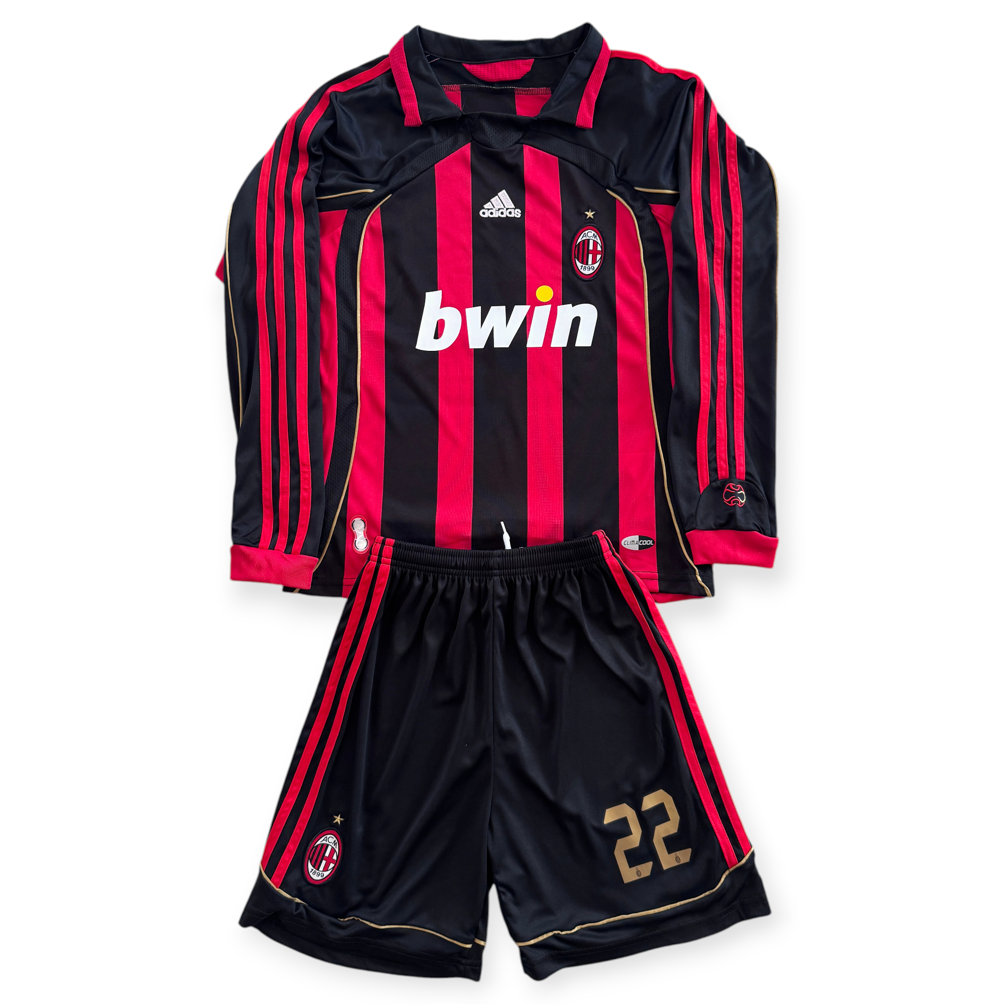 Kaka 22 AC Milan Adidas 2006-07 Home Retro Soccer Jersey Kids