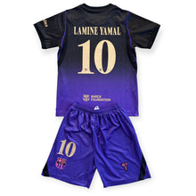 Load image into Gallery viewer, Lamine Yamal #10 FC Barcelona x Kobe Bryant Tribute Special Edition Kids Jersey &amp; Shorts Set
